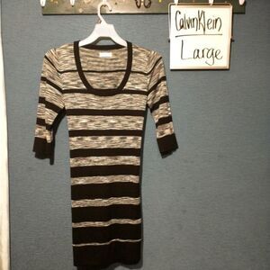 Calvin Klein gray and black striped dress large